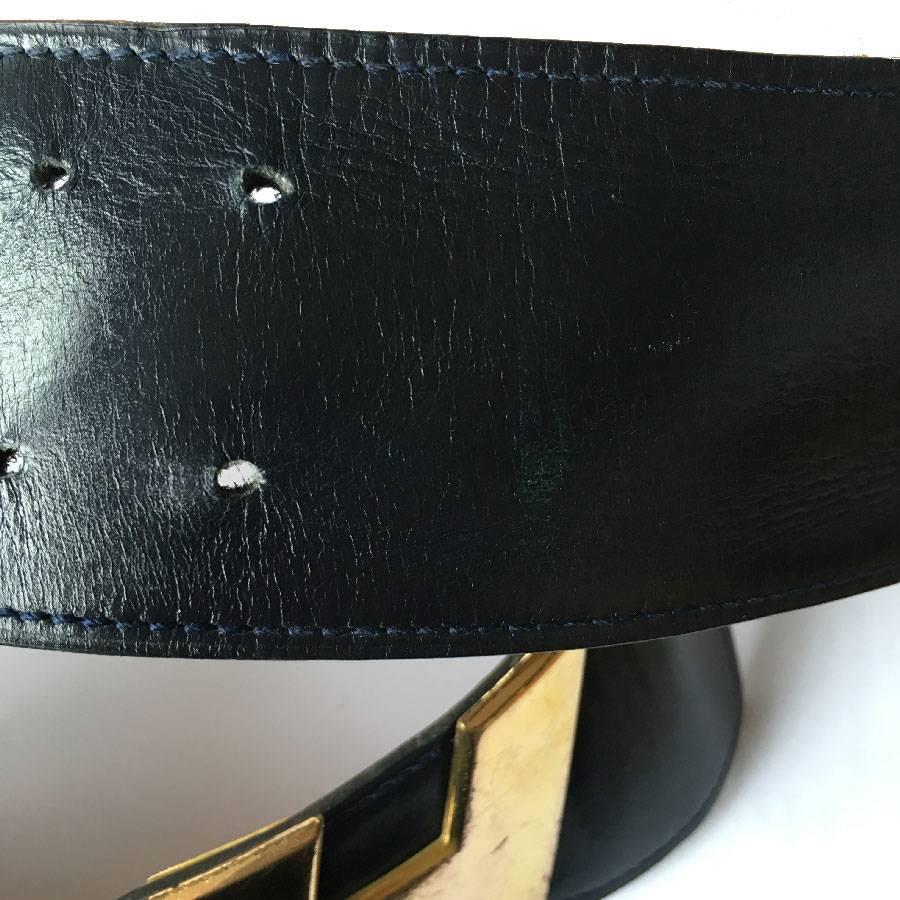 HERMES Vintage Belt in Navy Leather  2