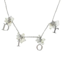 DIOR Necklace in Palladium Silver Metal, Pearls and Letters