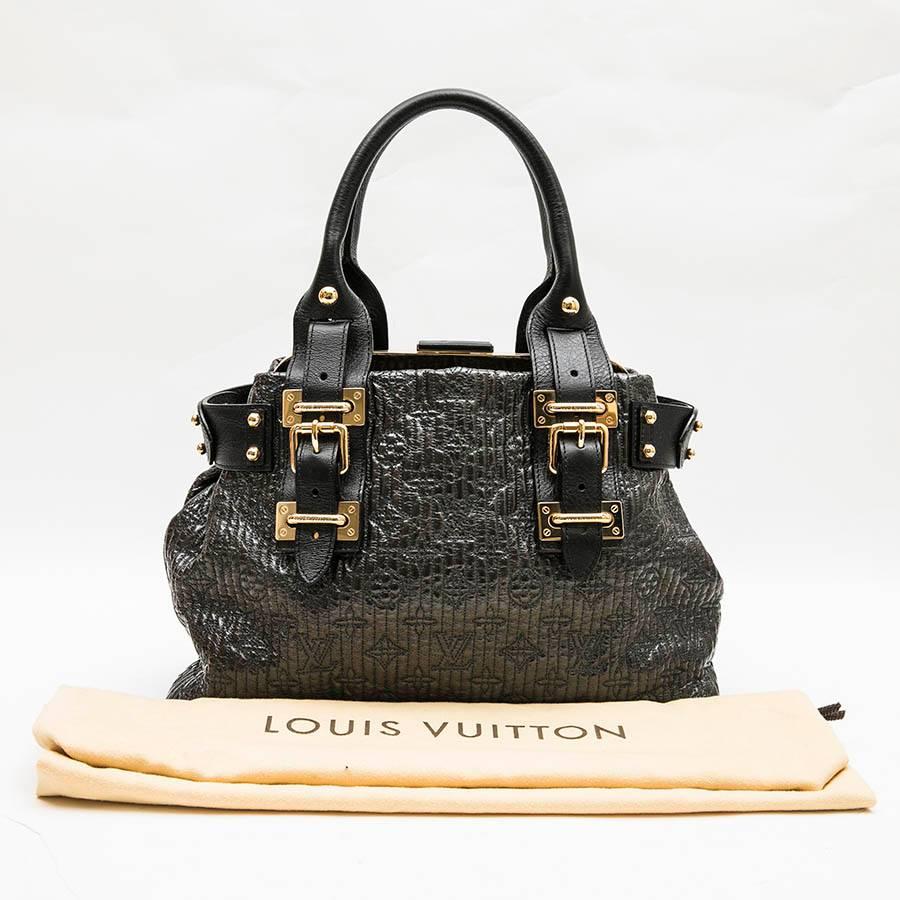LOUIS VUITTON Bag in Black Leather and Brown Patent Leather Embroidered 6