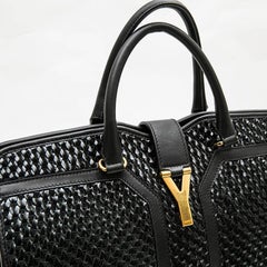 YVES SAINT LAURENT 'Chyc' Bag in Black Leather and Breaded Vinyl
