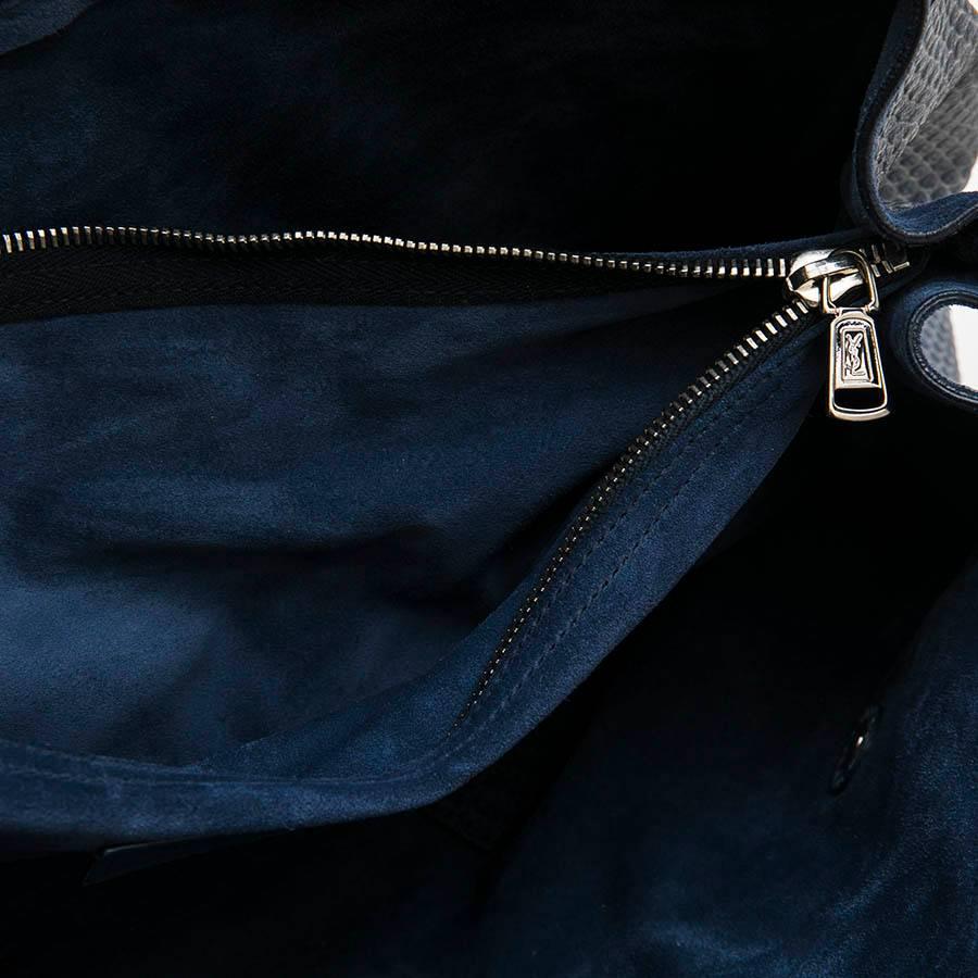 Women's YVES SAINT LAURENT 'Muse II' Bag in Blue Python Effect Leather