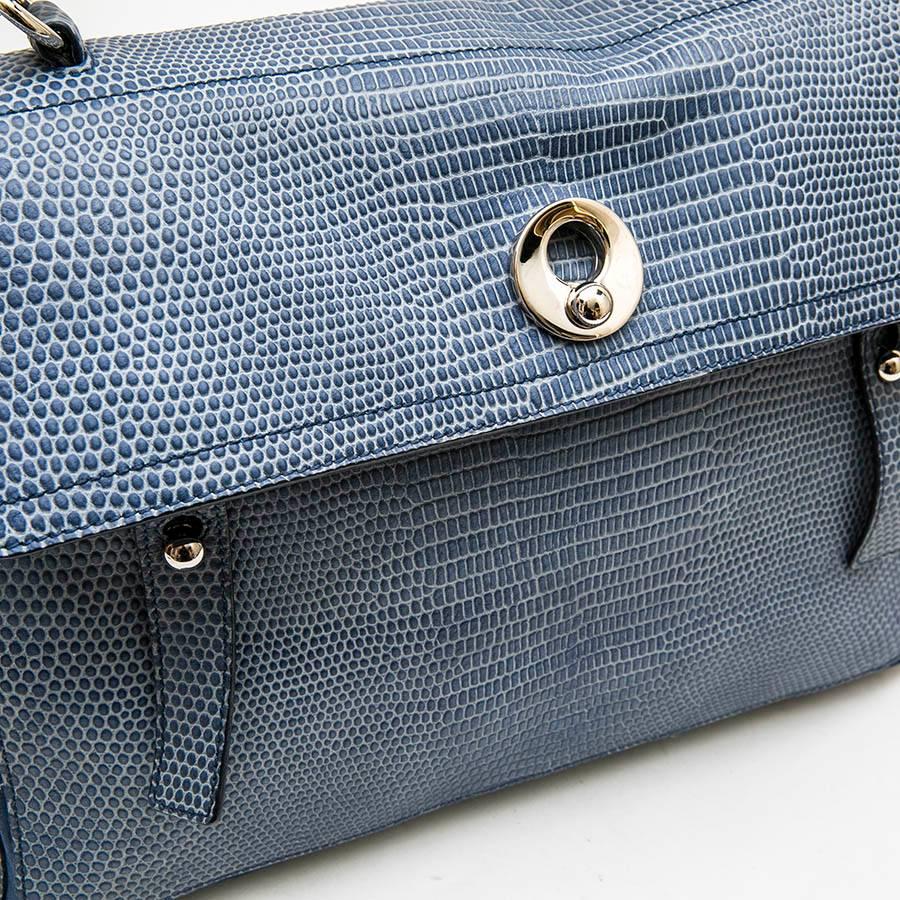 YVES SAINT LAURENT 'Muse II' Bag in Blue Python Effect Leather 2