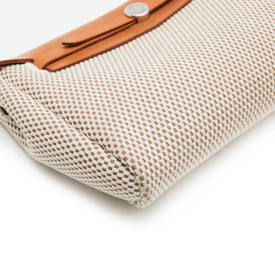 HERMES 'Herbag' Bag in Black, Beige and Off-White Two-tone Canvas 2