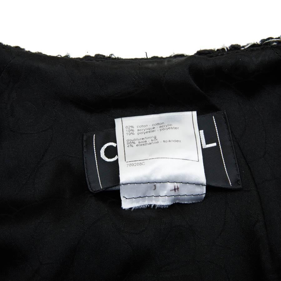 CHANEL Iconic Long Jacket in Black Tweed Size 34FR 4