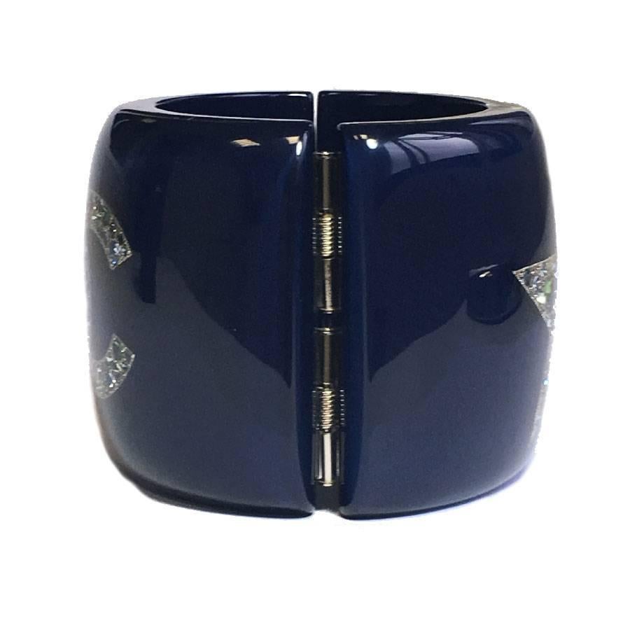 CHANEL Cuff Bracelet in Blue Lacquered Resin and Inclusion of Rhinestones 1
