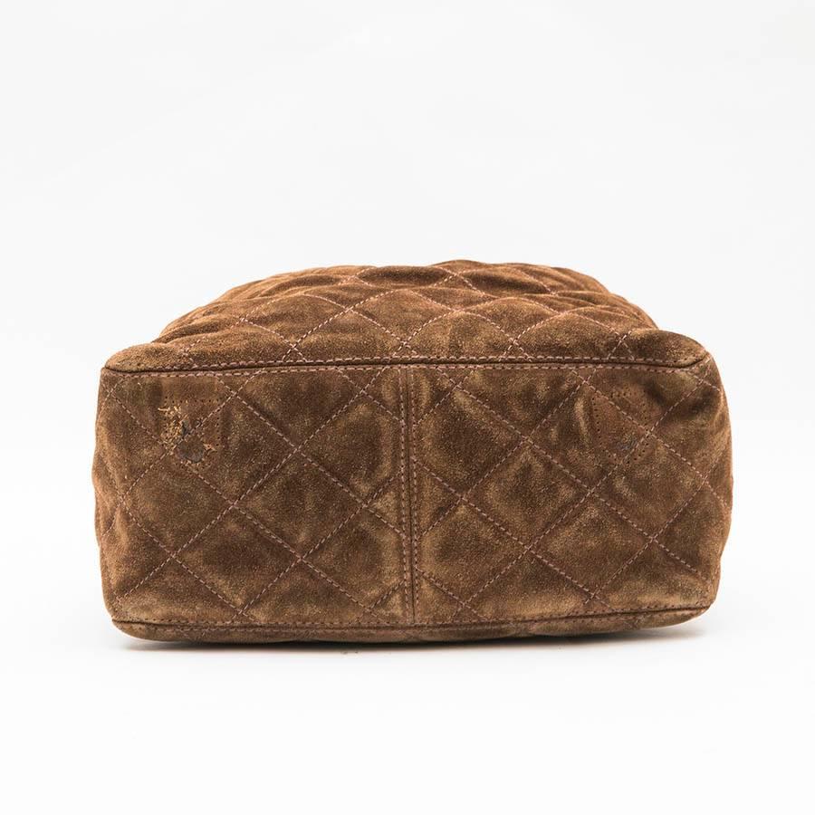brown suede bucket bag