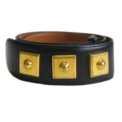 HERMES Belt 'Piano' Model in Black Box Leather