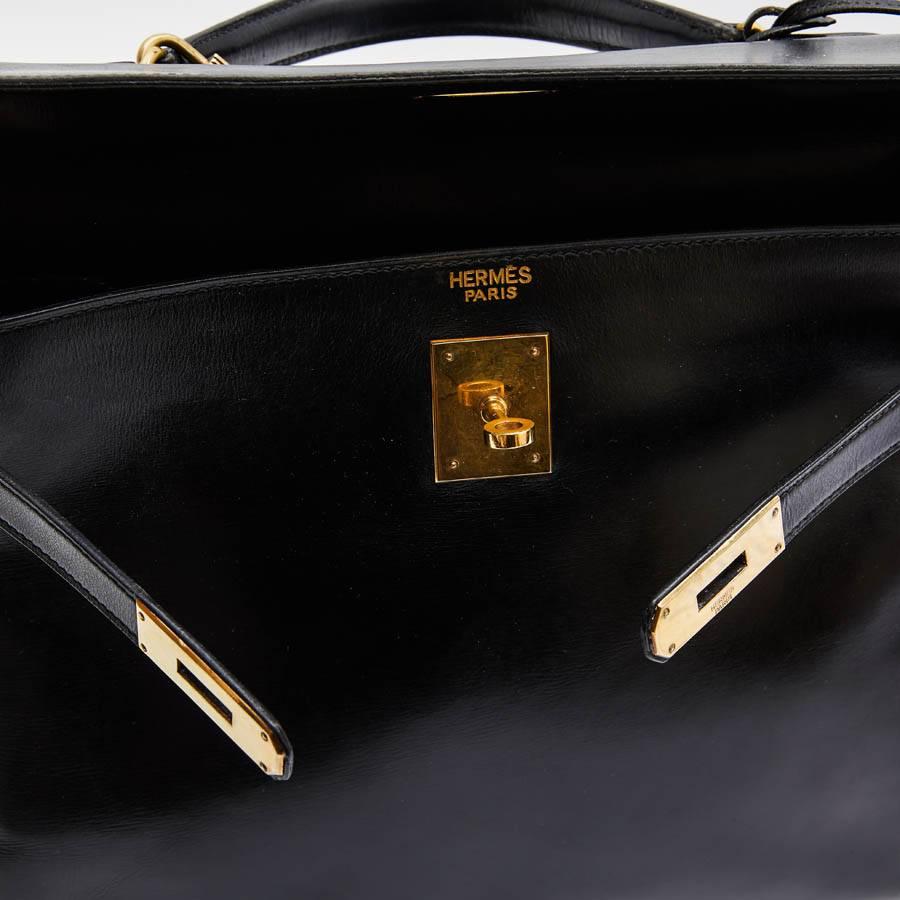 HERMES Vintage 'Kelly 32' Bag in Black Box Leather 5