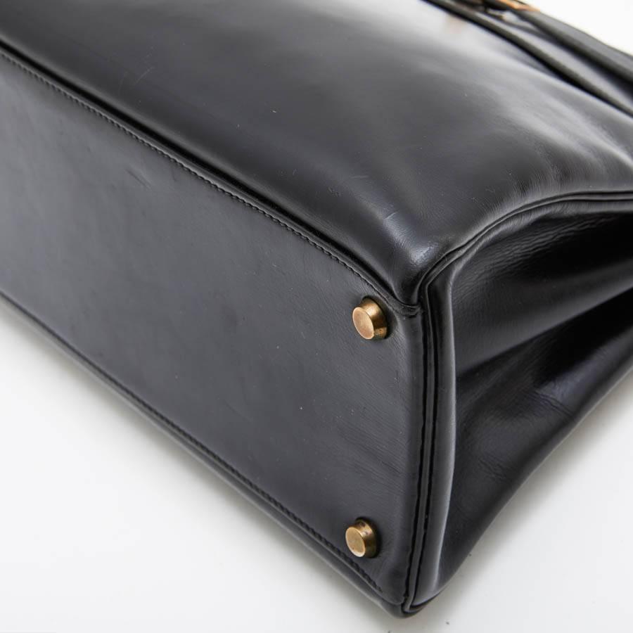 HERMES Vintage 'Kelly 32' Bag in Black Box Leather 1