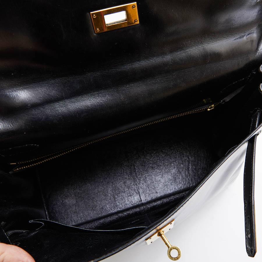 HERMES Vintage 'Kelly 32' Bag in Black Box Leather 4