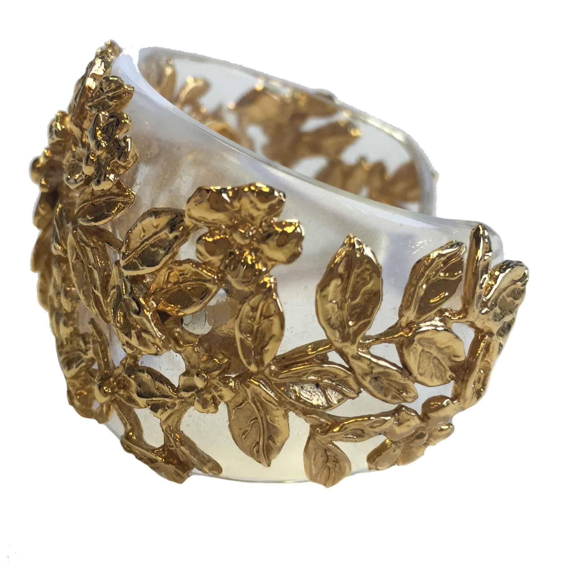 Women's GOOSSENS Cuff Bracelet in Transparent Plexiglass and gilded Metal