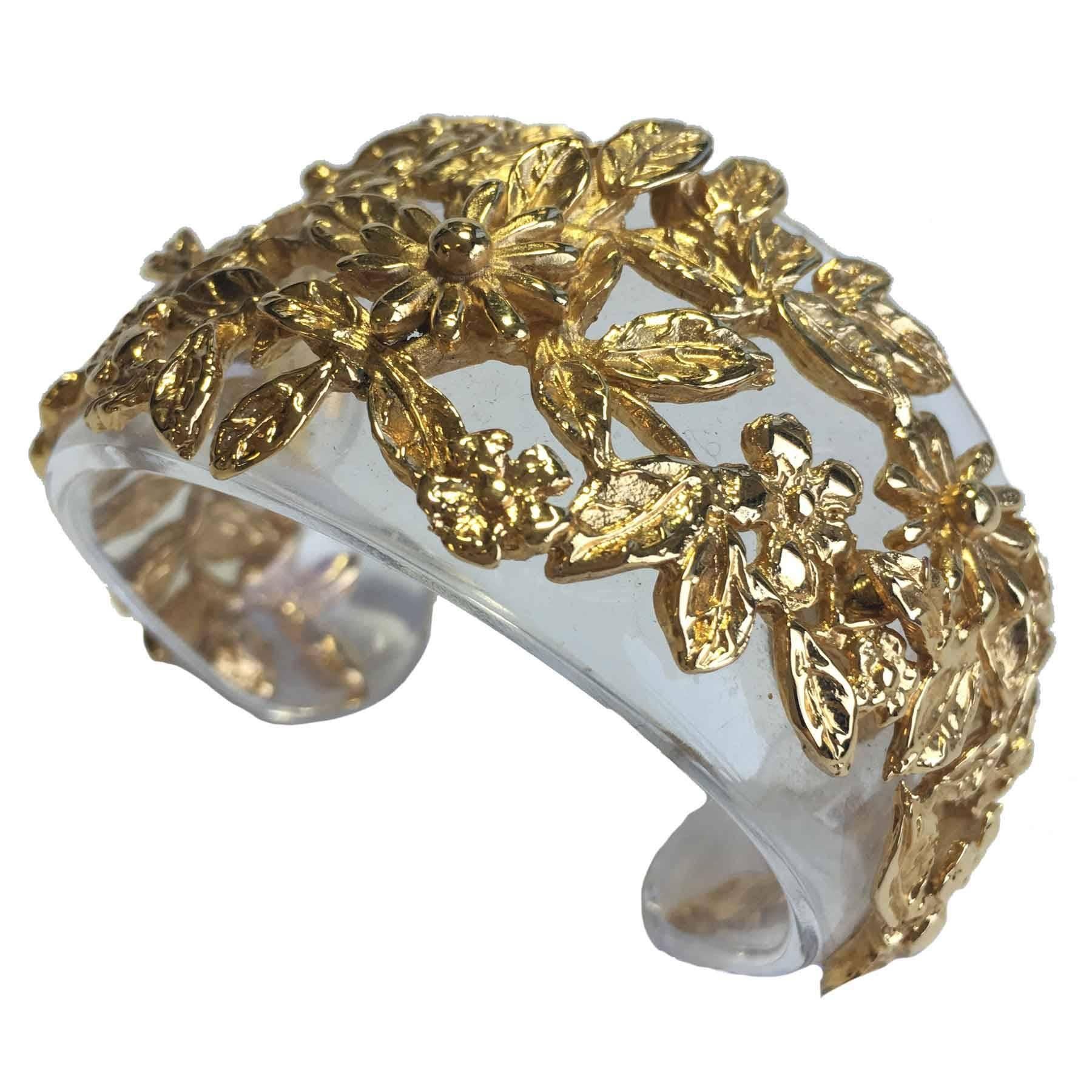 GOOSSENS Cuff Bracelet in Transparent Plexiglass and gilded Metal