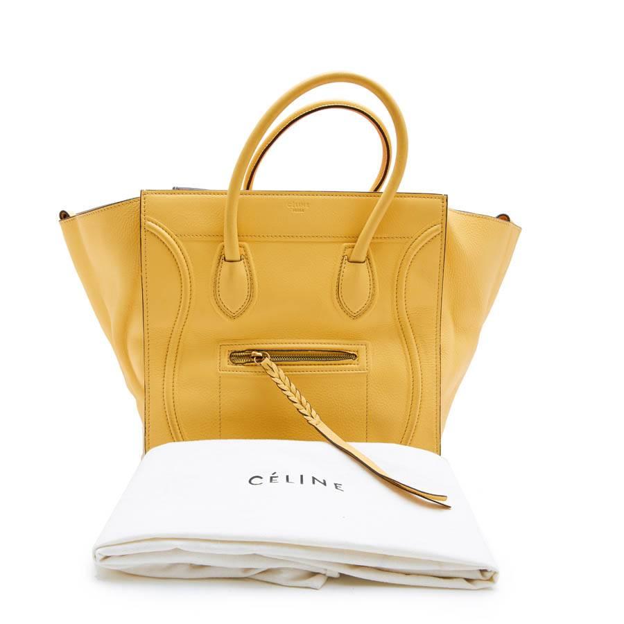 CELINE Luggage Bag in Yellow Grained Leather 3