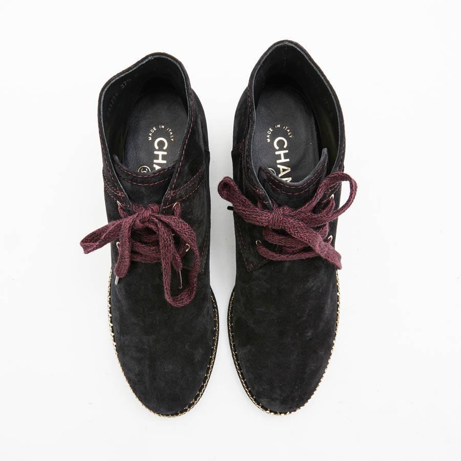 CHANEL Boots in Dark Purple Suede Size 37.5FR 3