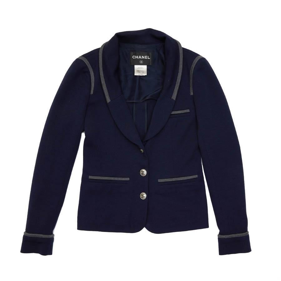 CHANEL Jacket in Blue Jersey Size 36FR at 1stDibs