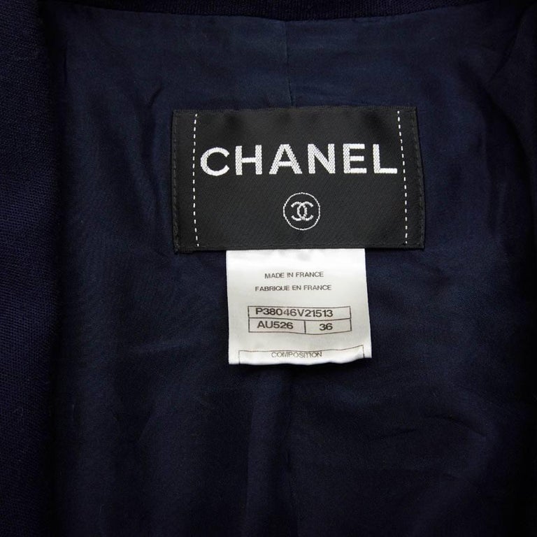CHANEL Jacket in Blue Jersey Size 36FR at 1stDibs