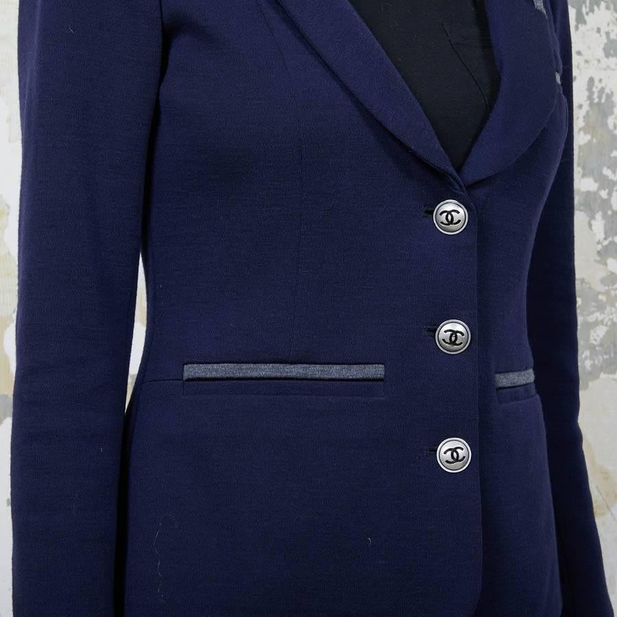 CHANEL Jacket in Blue Jersey Size 36FR 3