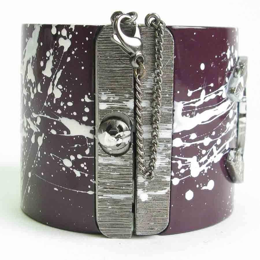 Women's Chanel Purple Resin Graffiti Cuff Bracelet 