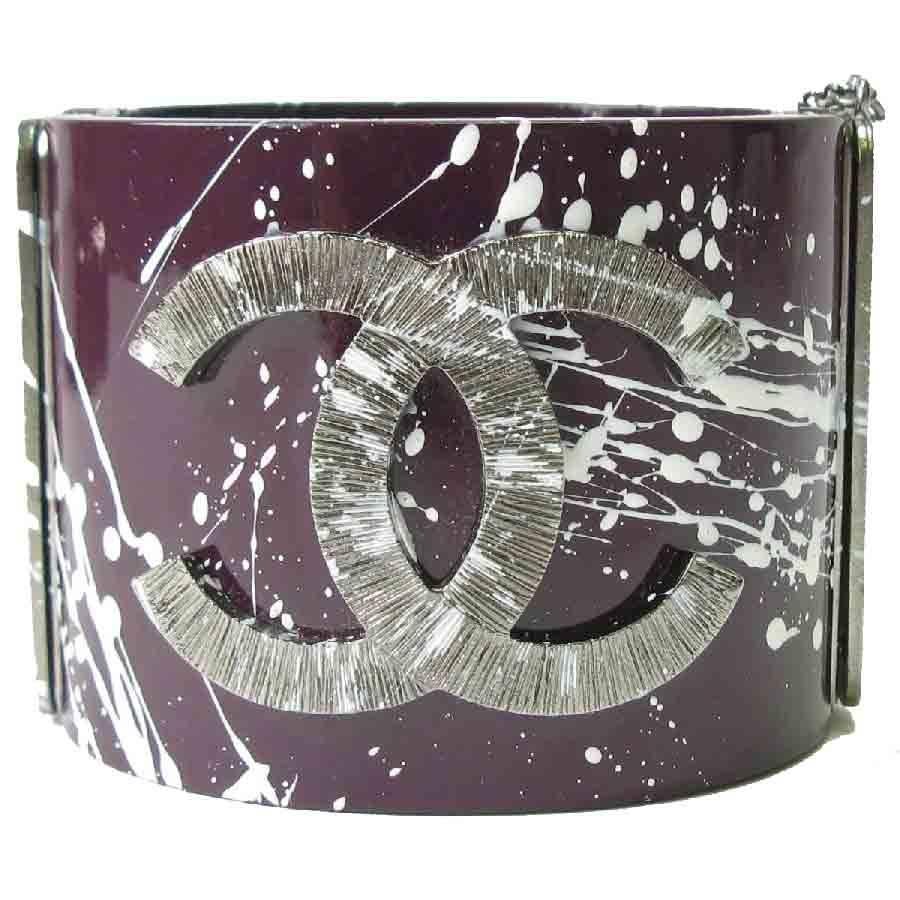 Chanel Purple Resin Graffiti Cuff Bracelet 