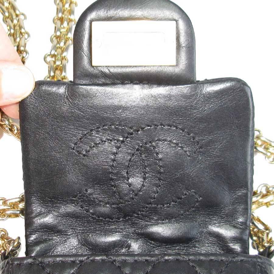 Chanel Clutch in Aged Black Quilted Leather with 2.55 Gold Plated Metal Clasp 6