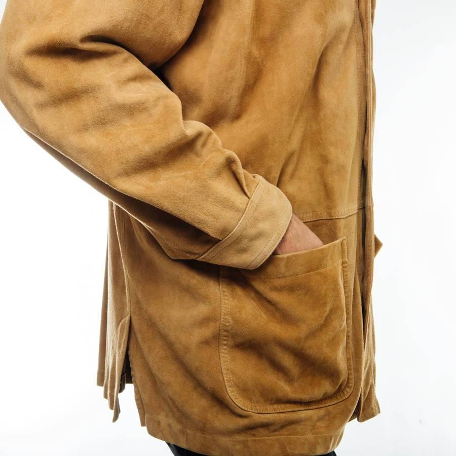 Franck Namani Gold Suede Shirt Jacket  In Good Condition For Sale In Paris, FR