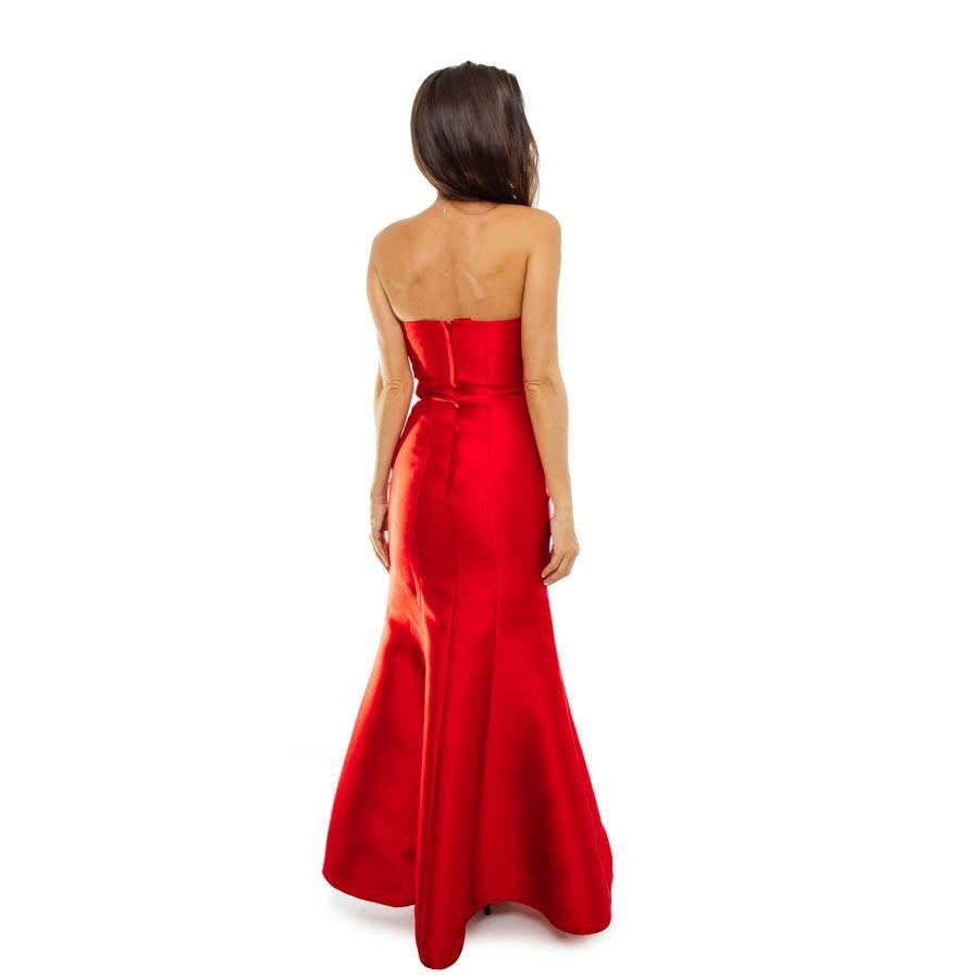 red satin evening gown