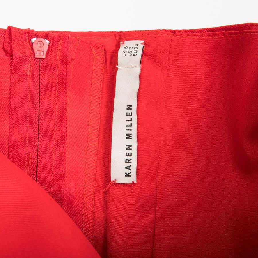 KAREN MILLEN Red Satin Long Evening Gown Size 34FR For Sale 1