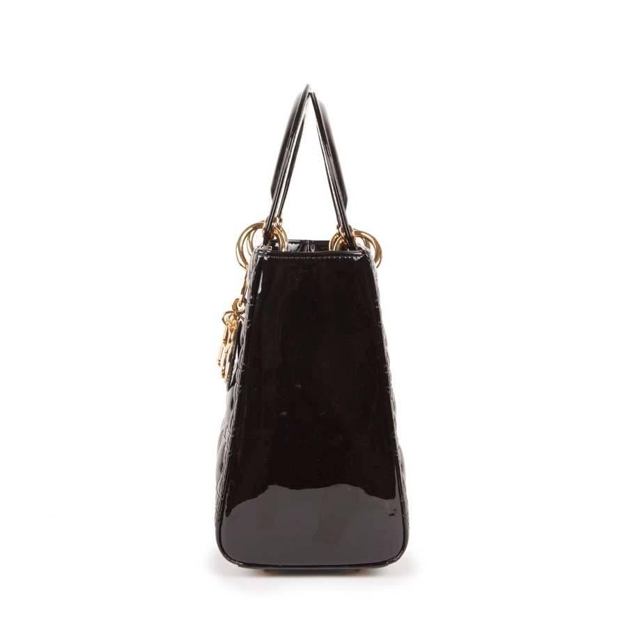 dior black patent handbag