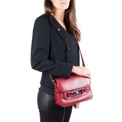 Proenza Schouler PS11 Smooth Burgundy Leather Double Flap Bag