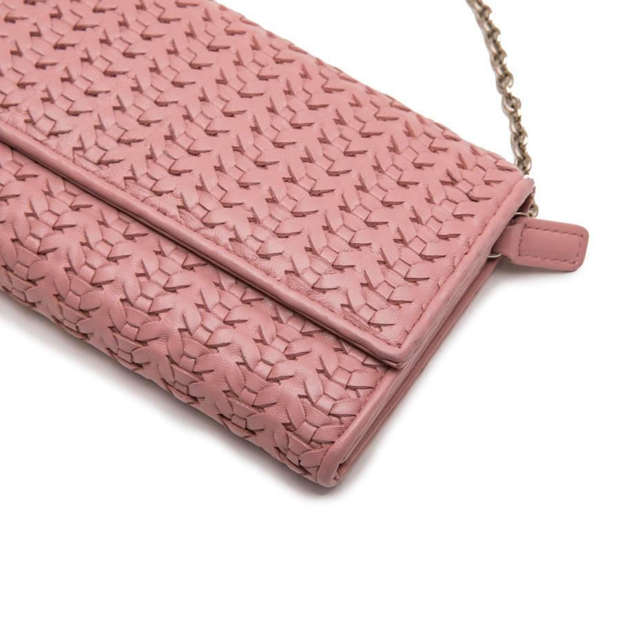 CHRISTIAN DIOR bag in Chain in Light pink Braided Leather 3