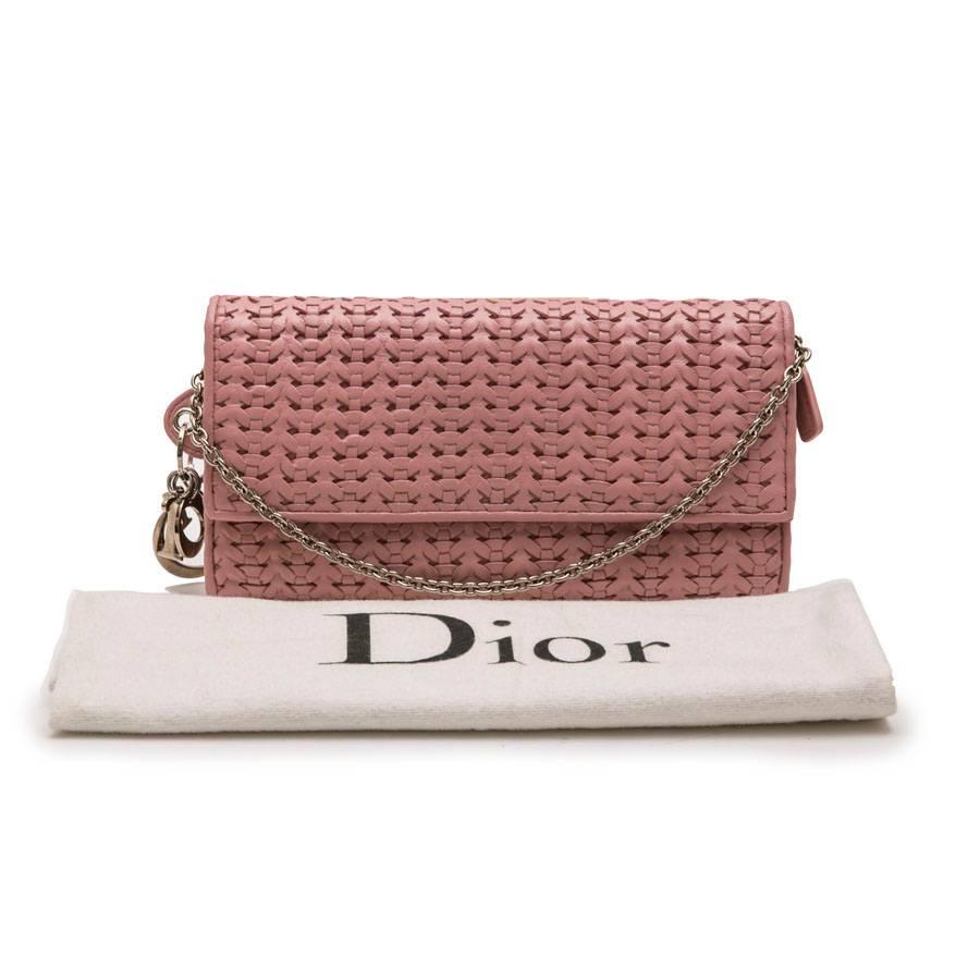 CHRISTIAN DIOR bag in Chain in Light pink Braided Leather 8