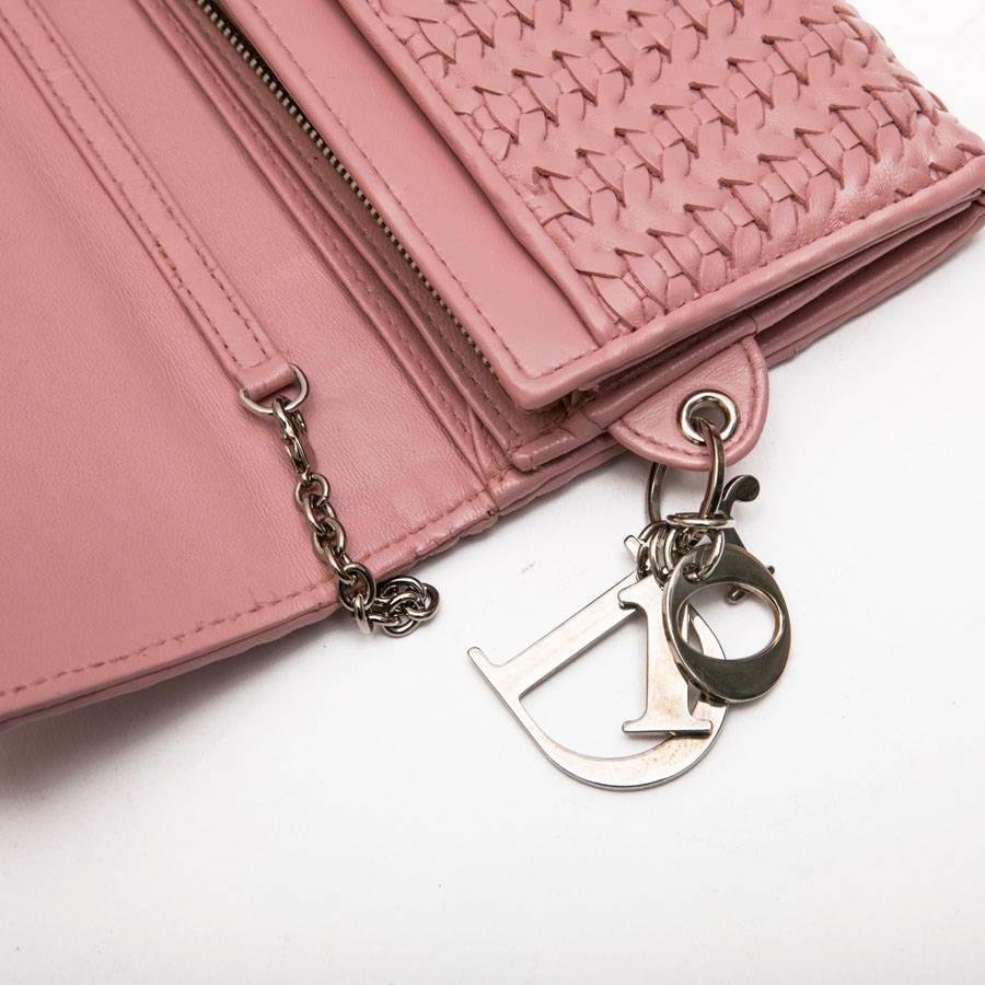 CHRISTIAN DIOR bag in Chain in Light pink Braided Leather 4