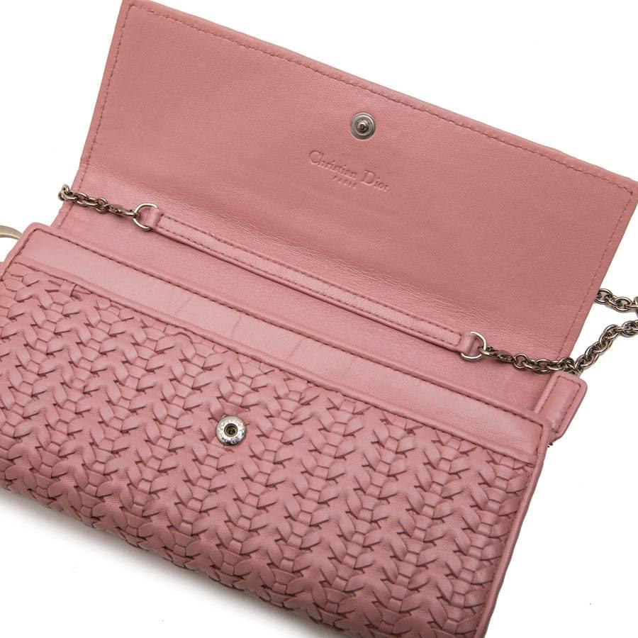 CHRISTIAN DIOR bag in Chain in Light pink Braided Leather 5