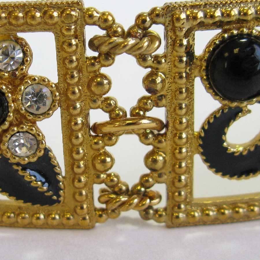 JACQUES FATH Choker Necklace in Gilded Metal, Black Resin and Rhinestones 3