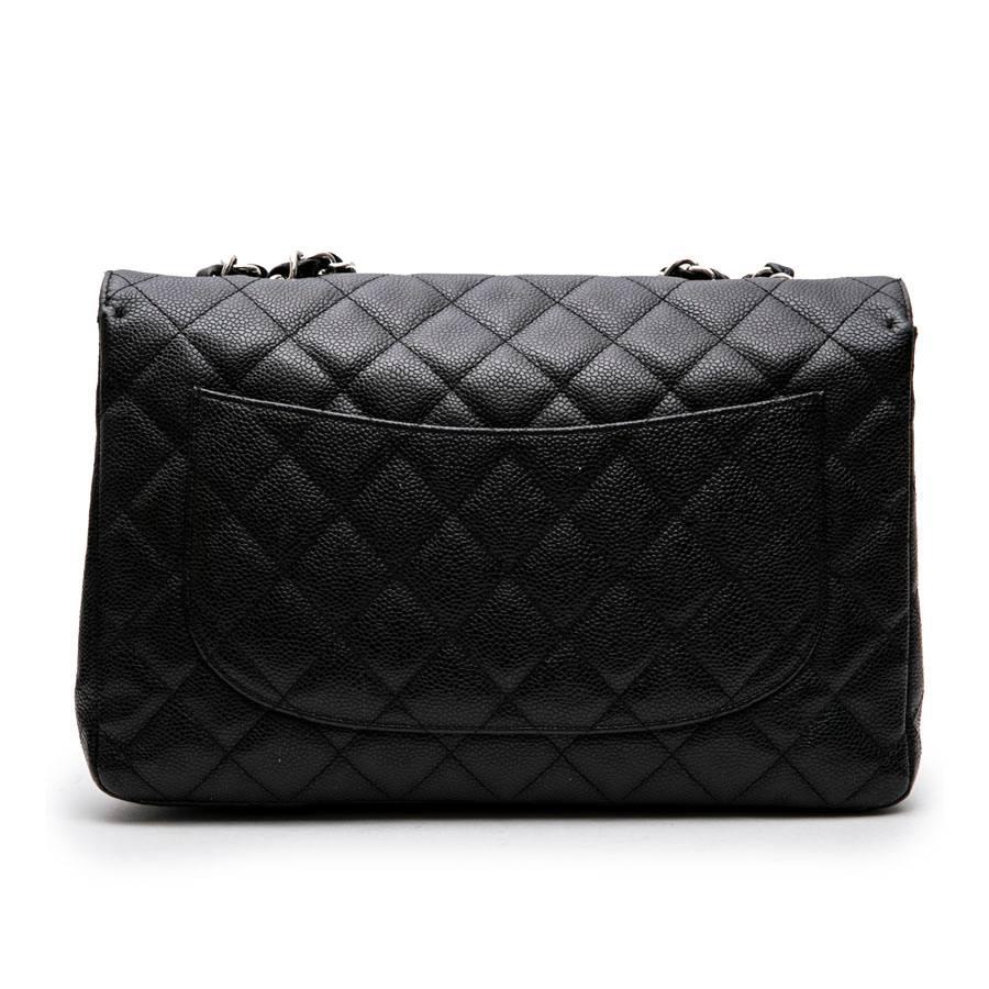 Women's Chanel Black Caviar Calf Leather Classic Jumbo Bag 
