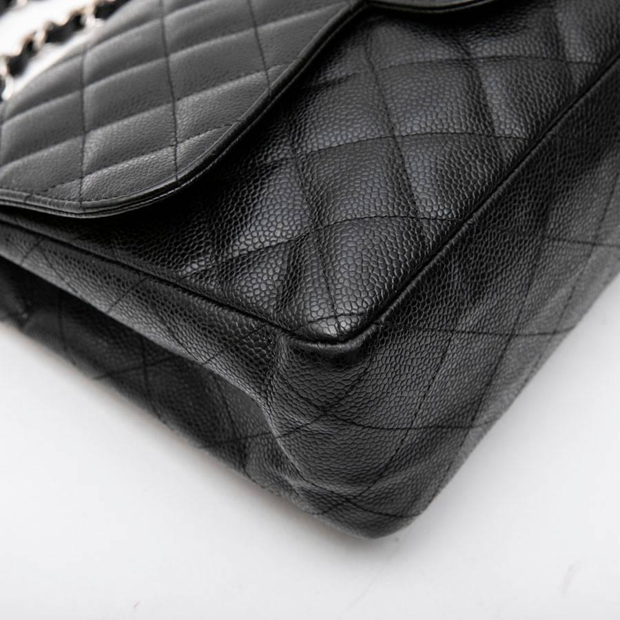 Chanel Black Caviar Calf Leather Classic Jumbo Bag  2