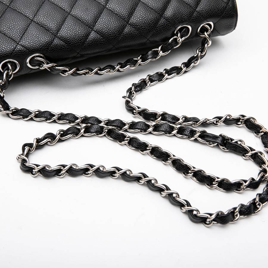 Chanel Black Caviar Calf Leather Classic Jumbo Bag  5