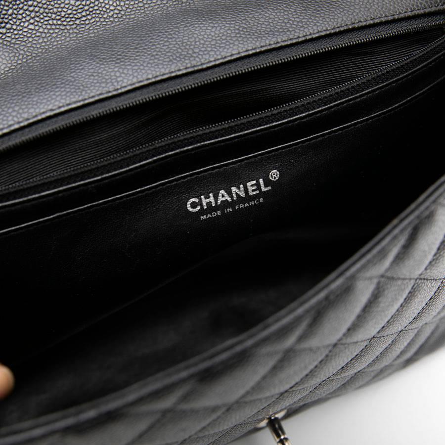 Chanel Black Caviar Calf Leather Classic Jumbo Bag  7