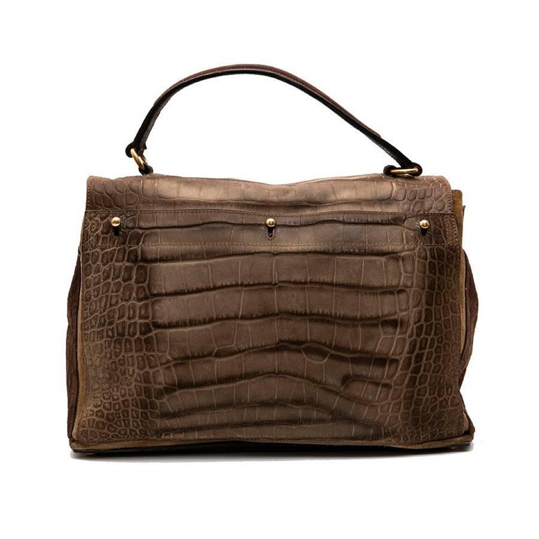 Yves Saint Laurent Muse II Crocodile Pattern Brown Leather Bag For Sale ...