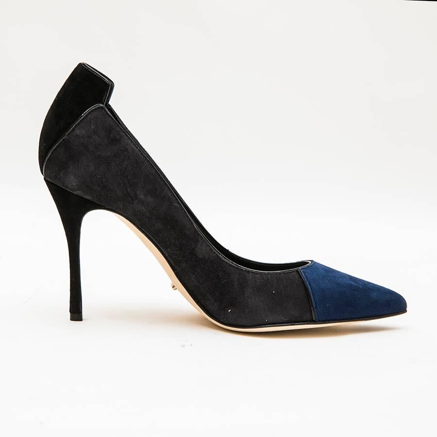 Women's SERGIO ROSSI High Heels in Dark Gray, Black and Indigo Suede Size 36FR