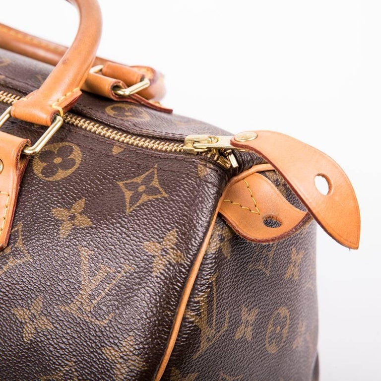 LOUIS VUITTON Speedy 30 Bag in Brown monogram Canvas and Natural Cow Leather at 1stdibs
