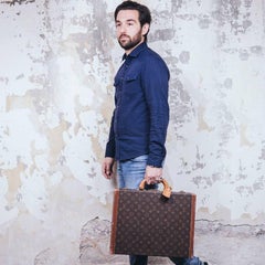 Louis Vuitton Président - Porte-documents en toile et cuir marron monogramme