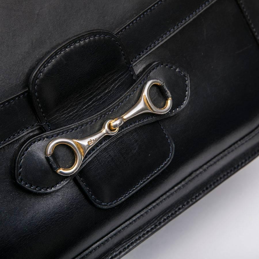 CELINE Vintage Bag in Navy Smooth Leather 4