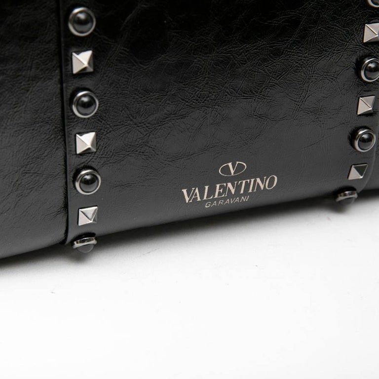 VALENTINO Bag in Aged Semi Matte Black Leather For Sale at 1stDibs