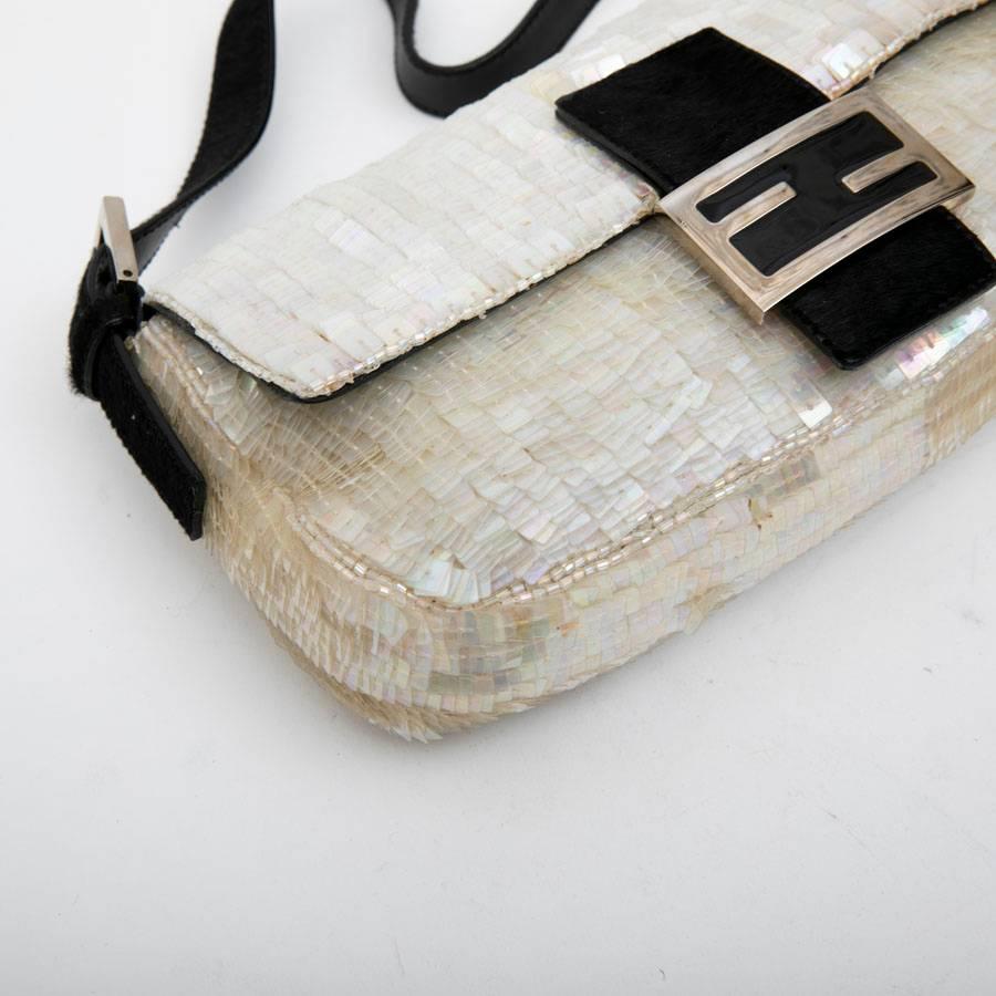 FENDI Flap Bag in Rainbow Sequins and Black Foal Pattern Finishes In Good Condition In Paris, FR