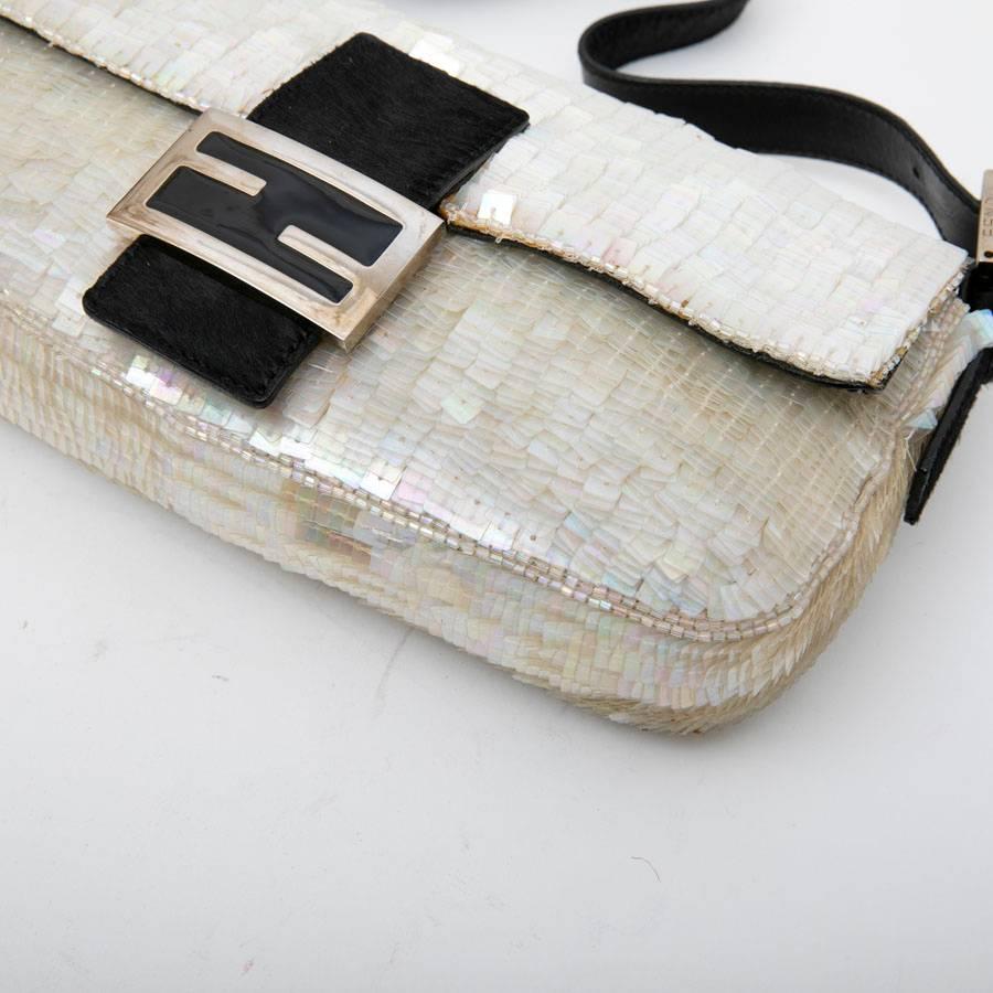 Women's FENDI Flap Bag in Rainbow Sequins and Black Foal Pattern Finishes