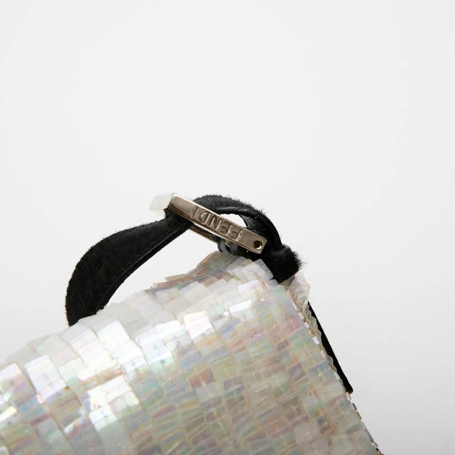 FENDI Flap Bag in Rainbow Sequins and Black Foal Pattern Finishes 3