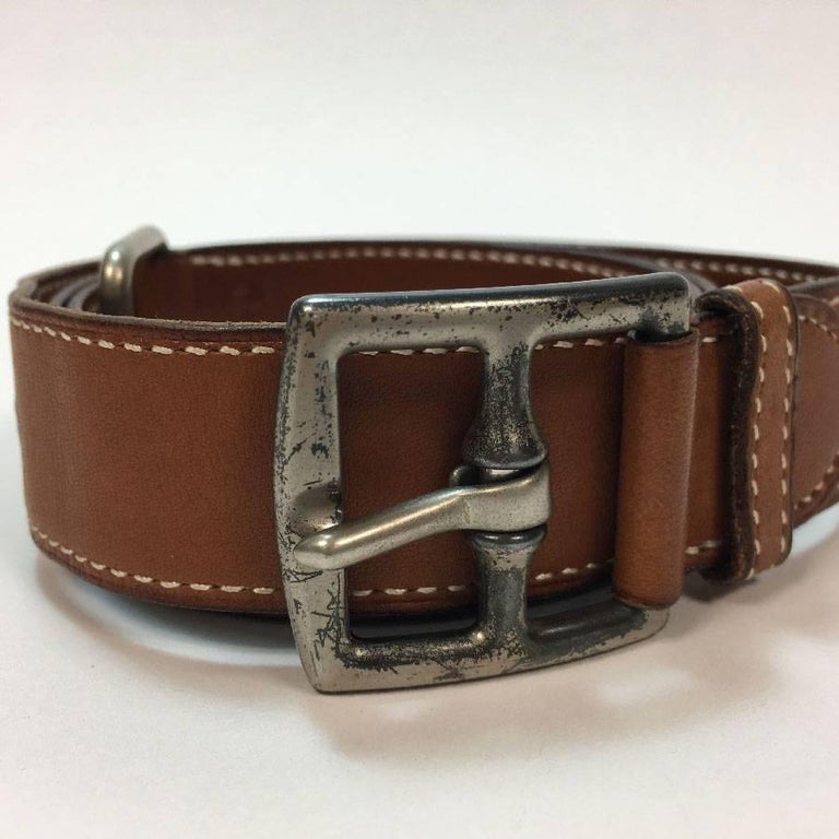 HERMES Belt in Gold Barénia Leather with Saddle Stitching Size 78 at ...