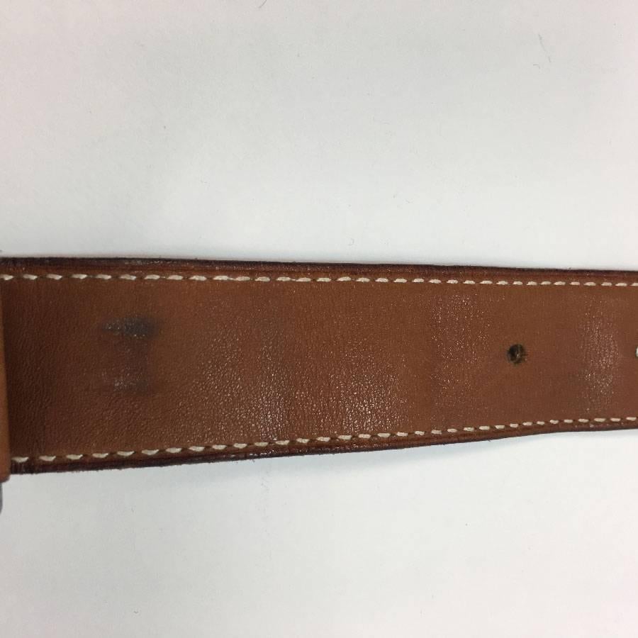 Brown HERMES Belt in Gold Barénia Leather with Saddle Stitching Size 78