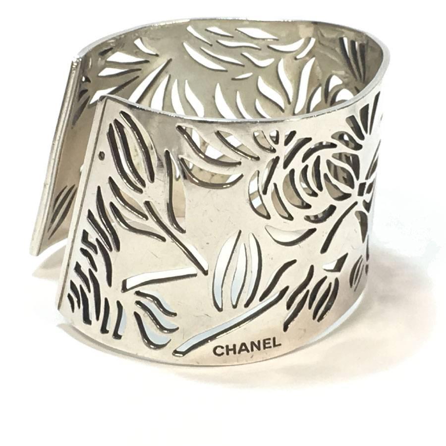 CHANEL Camellias Cuff Bracelet in Sterling Silver 1